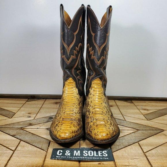 WIDE Nocona Western Yellow Python Brown Leather - Picture 3 of 11